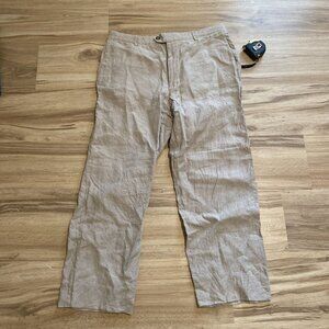 John W. Nordstrom linen pants italy 36 tan khaki natural
